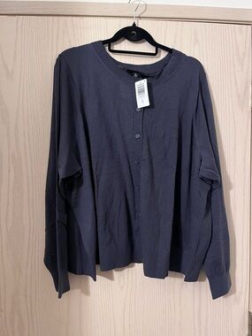 Torrid Navy Button-Front Long Sleeve Shirt